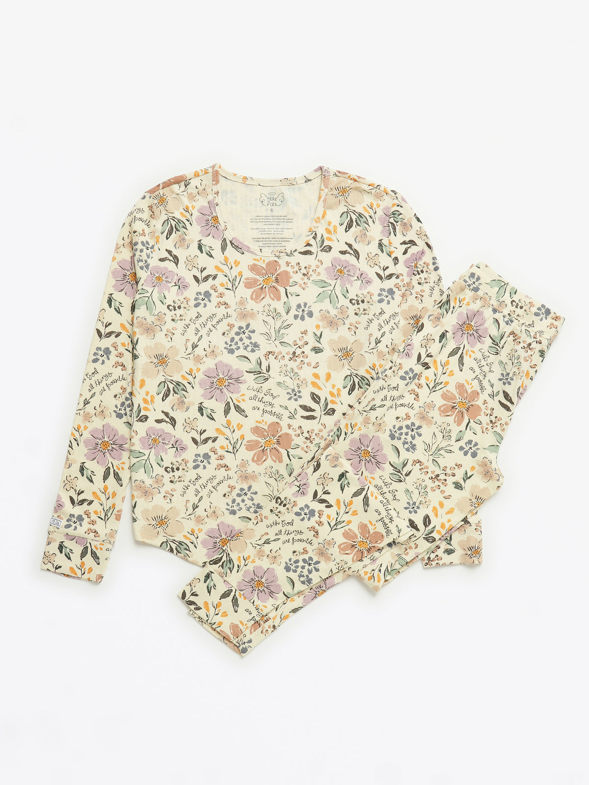 All Things Are Possible Womens PJ Jogger Set Ribbed Cotton/Bamboo Blend