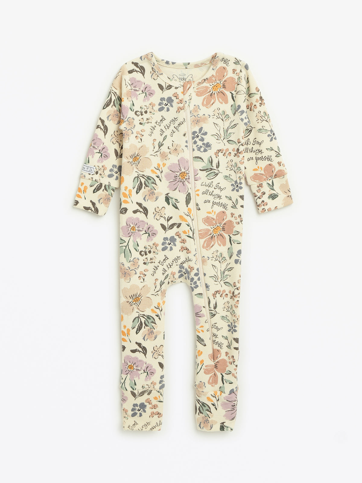 All Things Are Possible Footless Onesie PJ Ribbed Cotton/Bamboo Blend