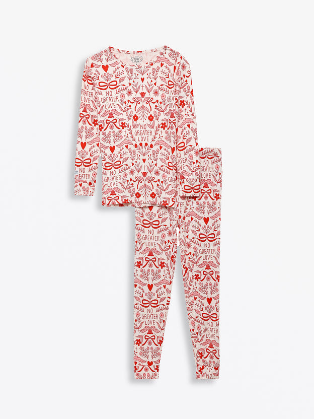 No Greater Love Pink PJ Long Sleeve Set Bamboo