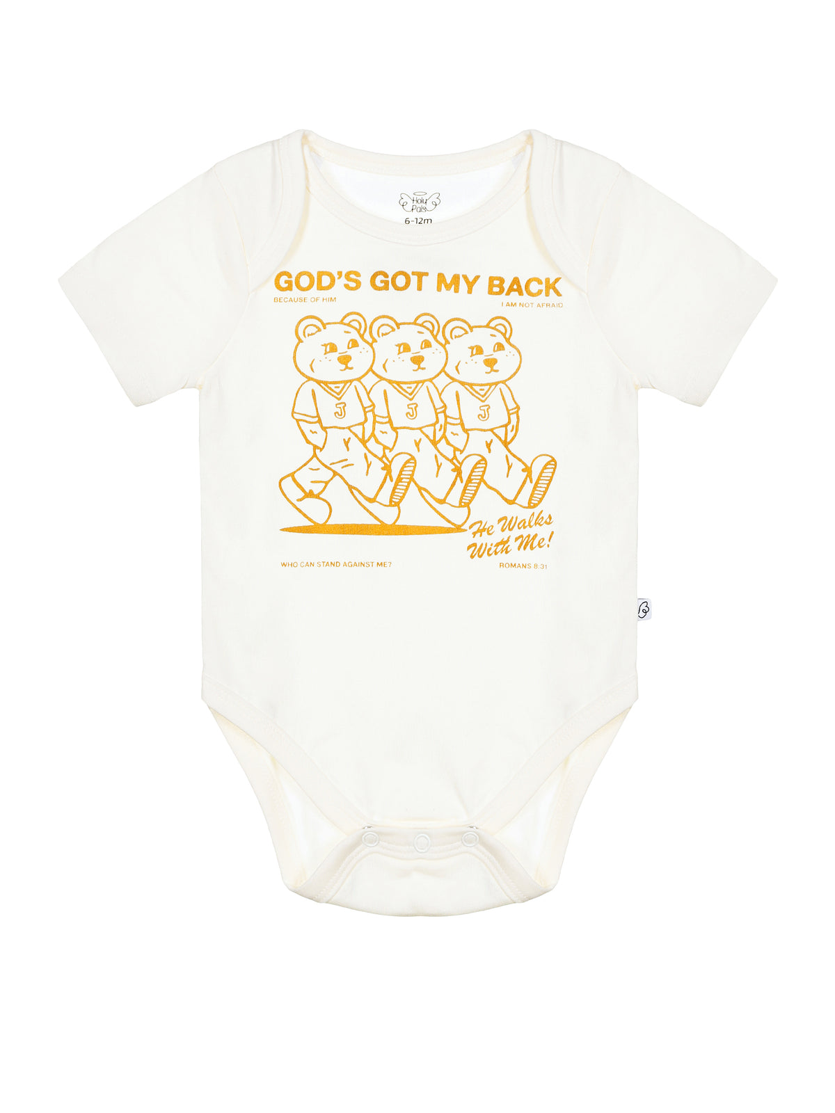 Baby God's Got My Back Tan Bodysuit Cotton | Short Sleeve