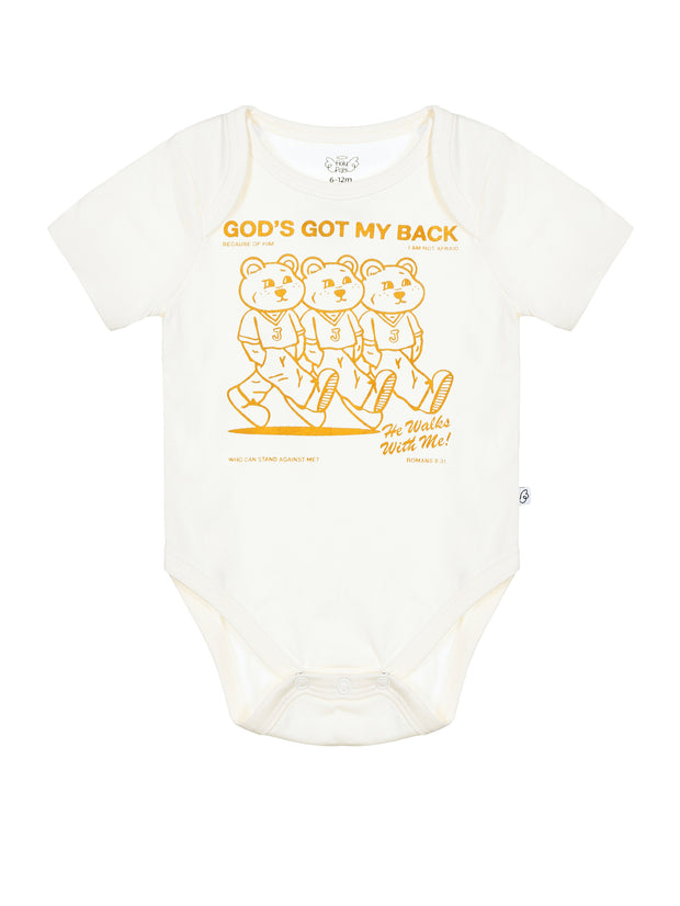 Baby God's Got My Back Tan Bodysuit Cotton | Short Sleeve