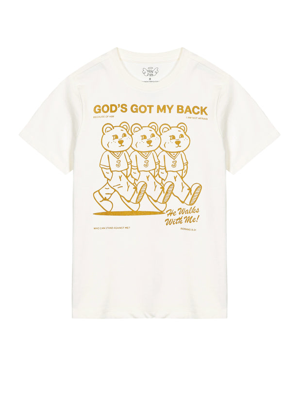 Kids God's Got My Back Tan T-Shirt Cotton | Short Sleeve