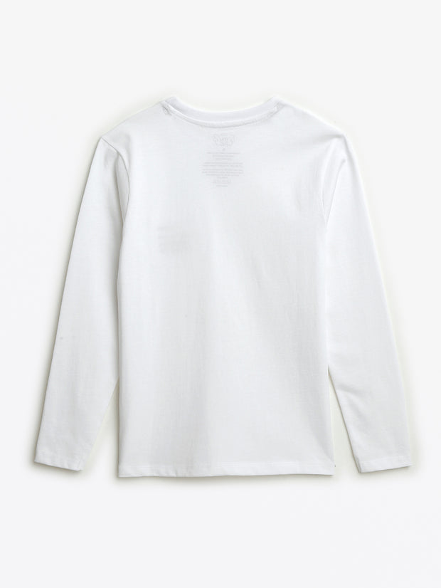 Kids White Prayer Pocket T-Shirt | Long Sleeve