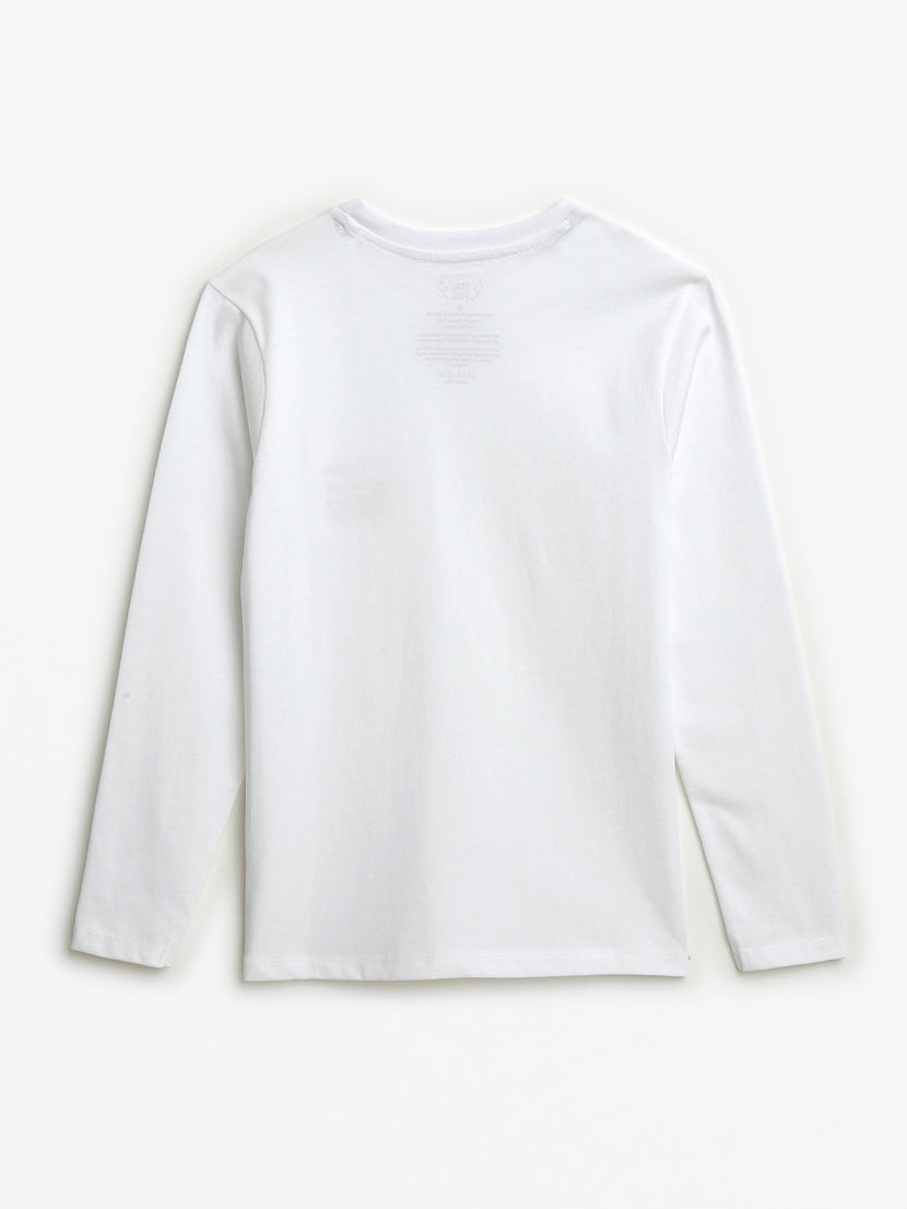 Kids White Prayer Pocket T-Shirt | Long Sleeve
