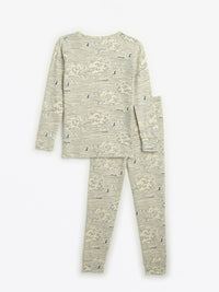 Walking on Water PJ Long Sleeve Set Ribbed Cotton/Bamboo Blend