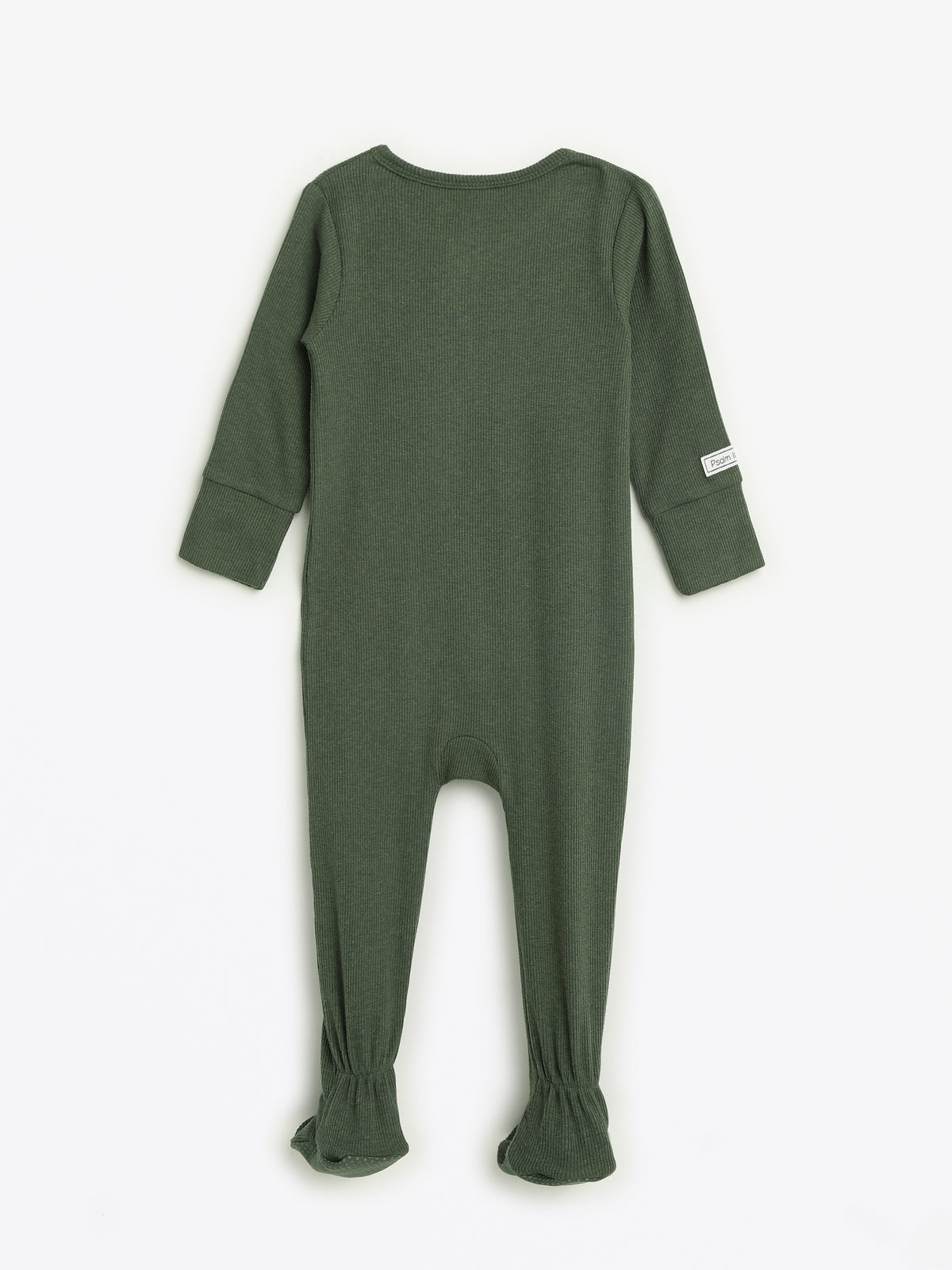 Solid Olive PJ Footed Onesie Ribbed Cotton/Bamboo Blend