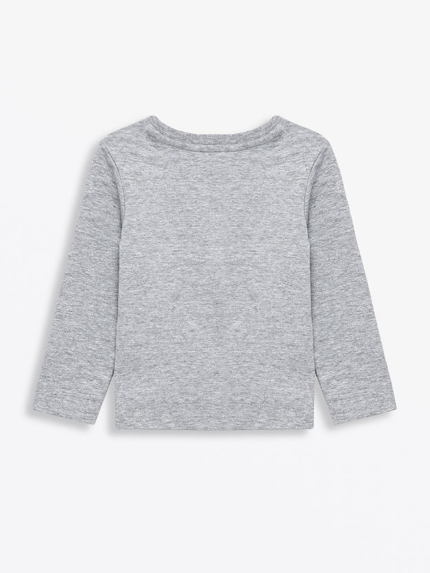 Baby Heather Gray Prayer Pocket T-Shirt Cotton | Long Sleeve