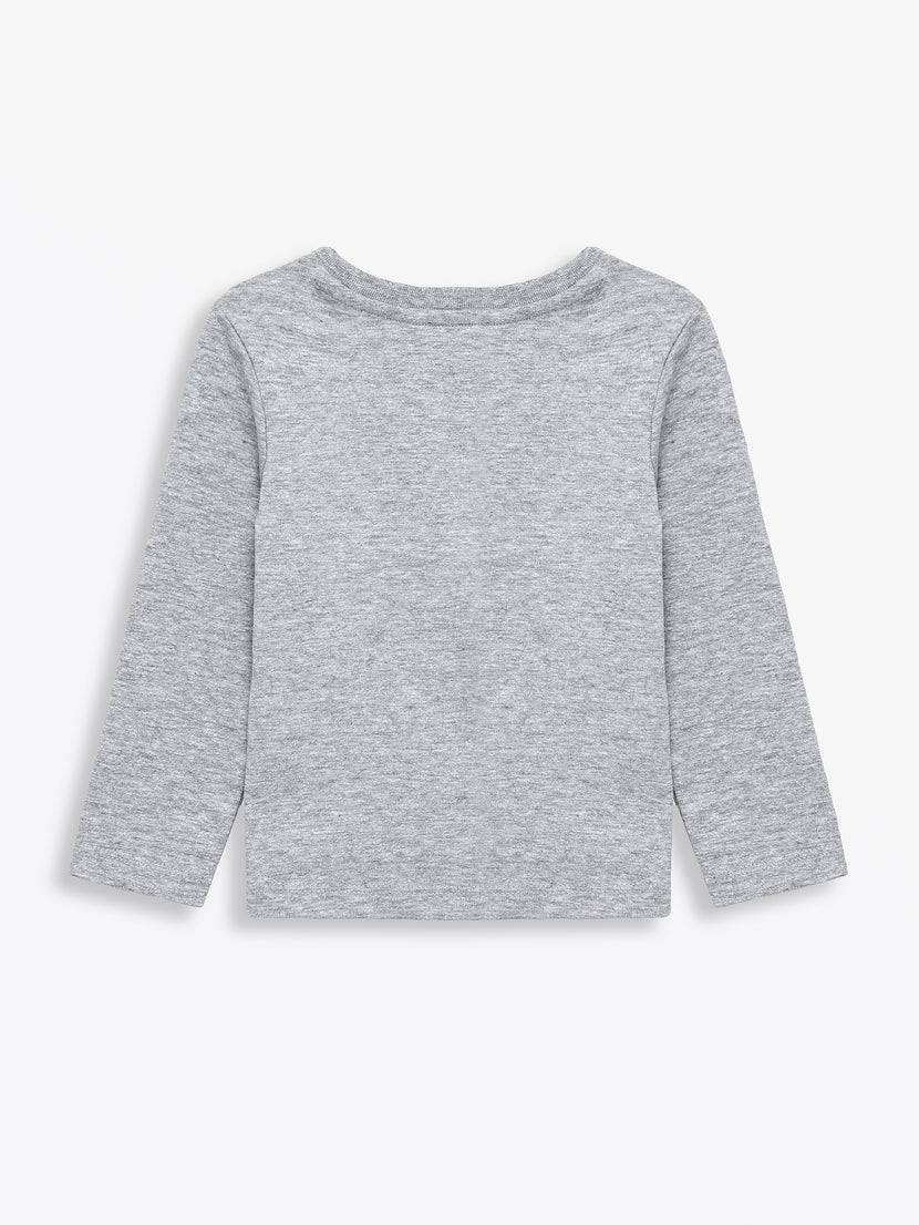 Baby Heather Gray Prayer Pocket T-Shirt Cotton | Long Sleeve