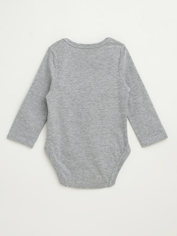 Baby Heather Gray Prayer Pocket Bodysuit | Long Sleeve