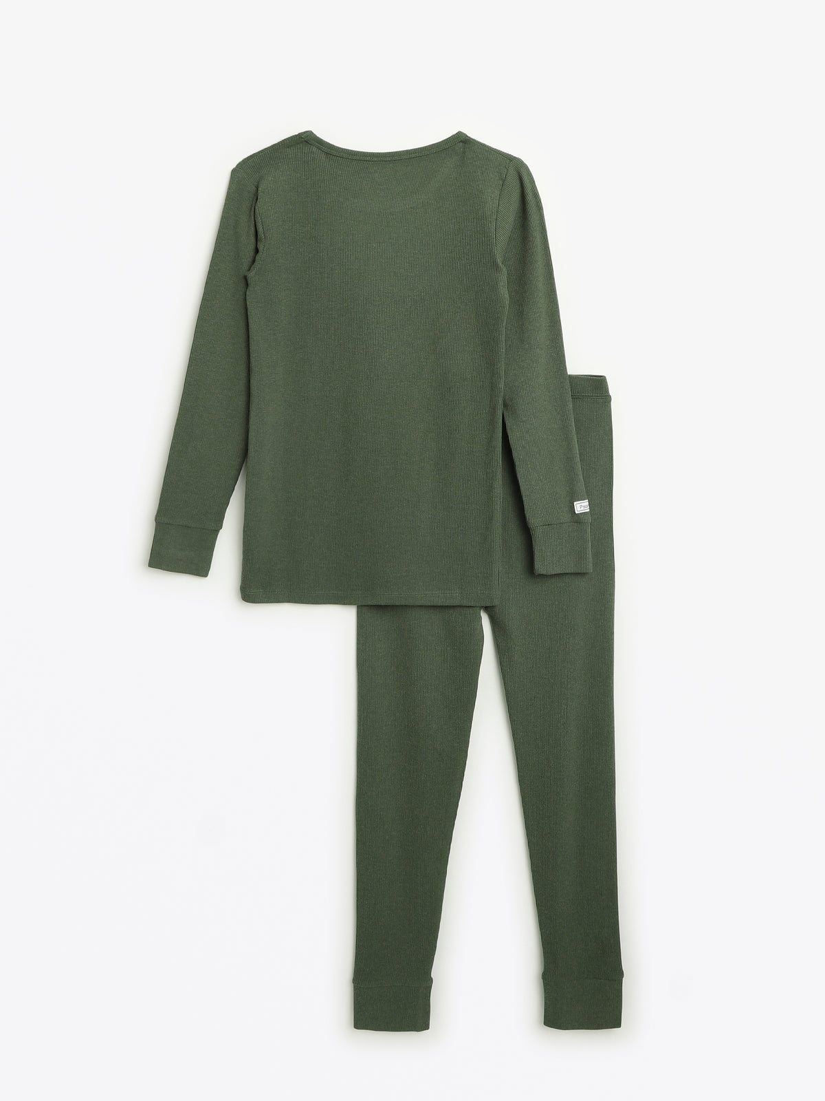 Solid Olive PJ Long Sleeve Set Ribbed Cotton/Bamboo Blend