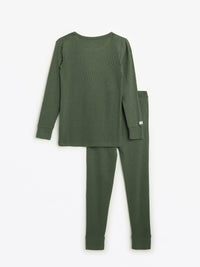 Solid Olive PJ Long Sleeve Set Ribbed Cotton/Bamboo Blend