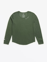 Solid Olive Womens PJ Jogger Set Ribbed Cotton/Bamboo Blend