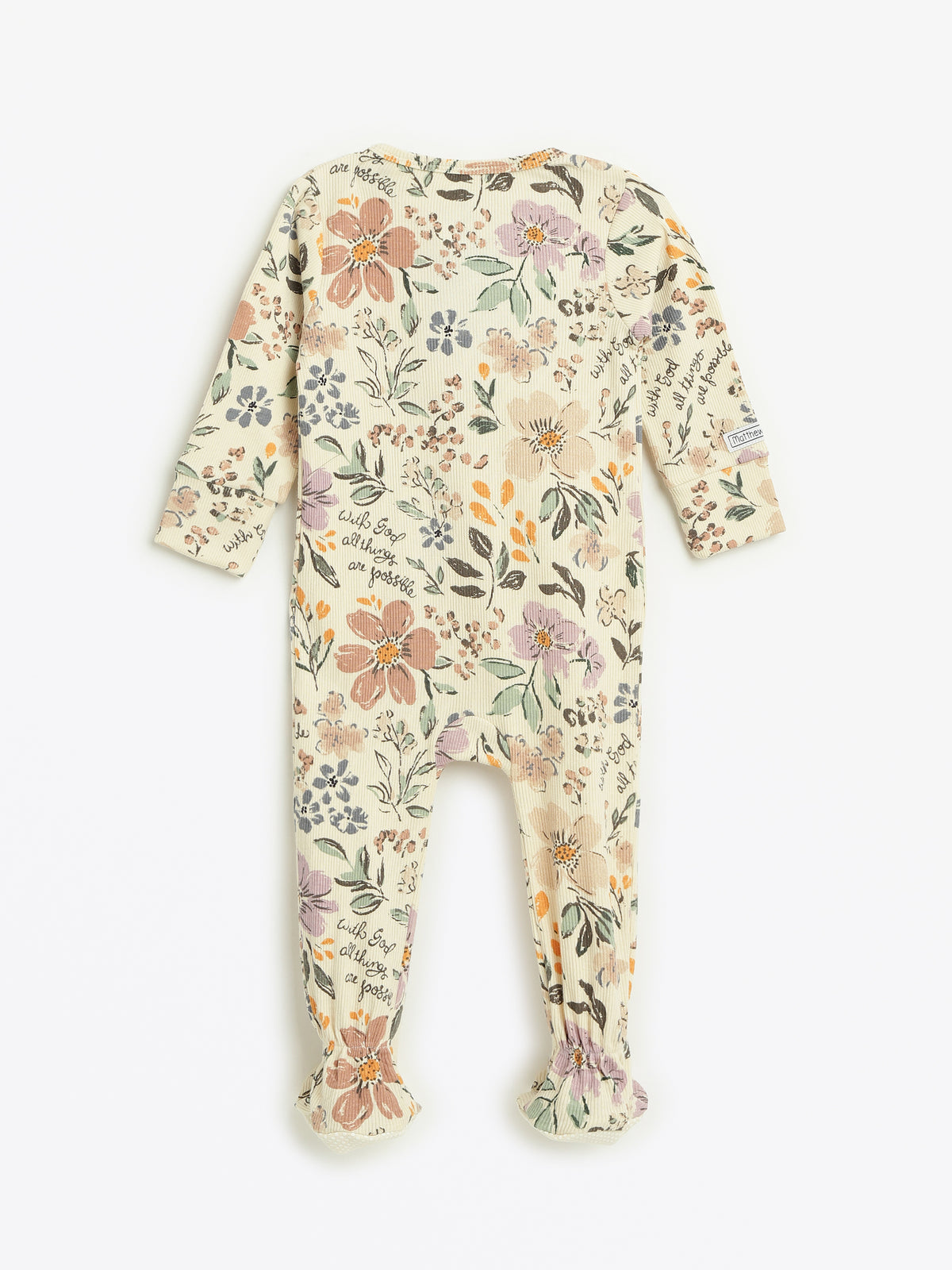 All Things Are Possible Footed Onesie PJ Ribbed Cotton/Bamboo Blend