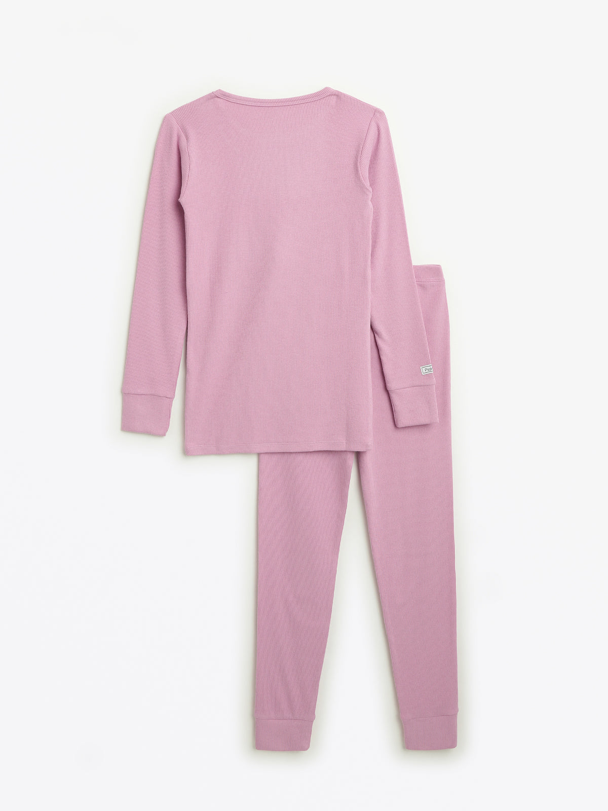 Solid Mauve PJ Long Sleeve Set Ribbed Cotton/Bamboo Blend