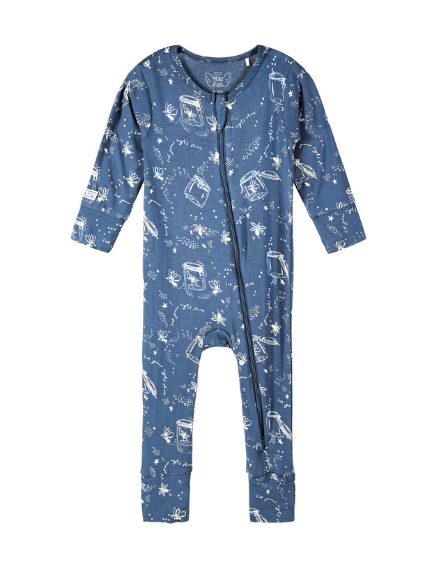Let Your Light Shine Fireflies PJ Footless Onesie Bamboo