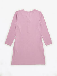 Solid Mauve Womens Nightgown PJ Ribbed Cotton/Bamboo Blend