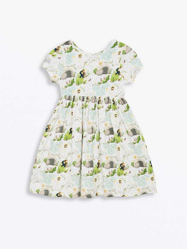He Is Risen Short Sleeve Twirl Dress Cotton