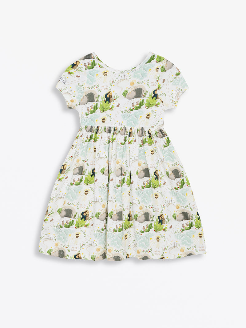 He Is Risen Short Sleeve Twirl Dress Cotton