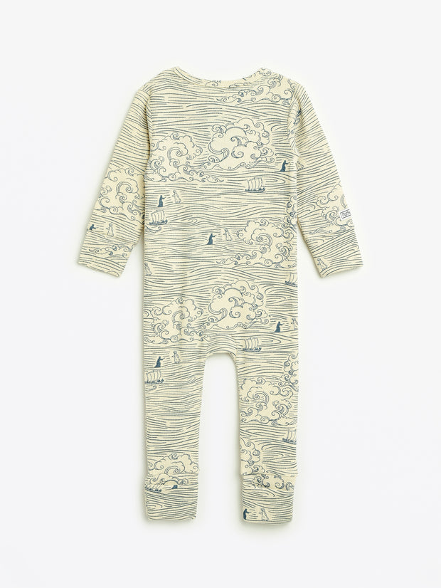 Walking on Water PJ Footless Onesie Ribbed Cotton-Bamboo Blend
