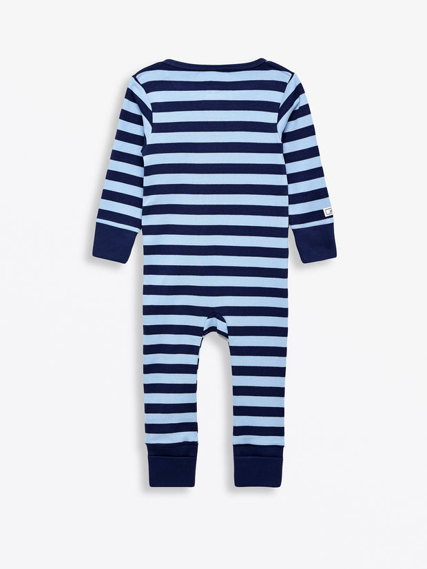 No Greater Love Blue Footless Onesie Cotton