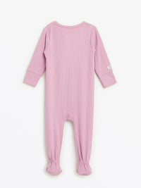 Solid Mauve PJ Footed Onesie Ribbed Cotton/Bamboo Blend