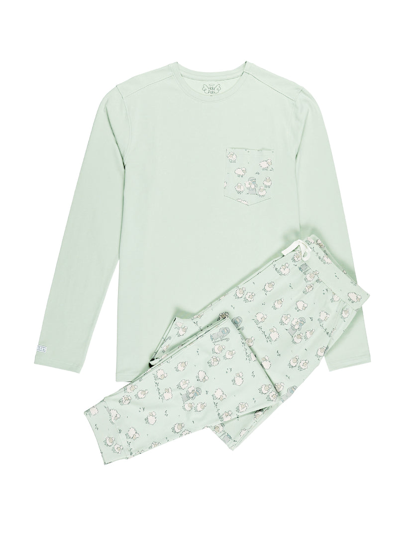 The Lost Sheep PJ Mens Long Sleeve Jogger Set Cotton