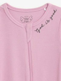 Solid Mauve PJ Footed Onesie Ribbed Cotton/Bamboo Blend