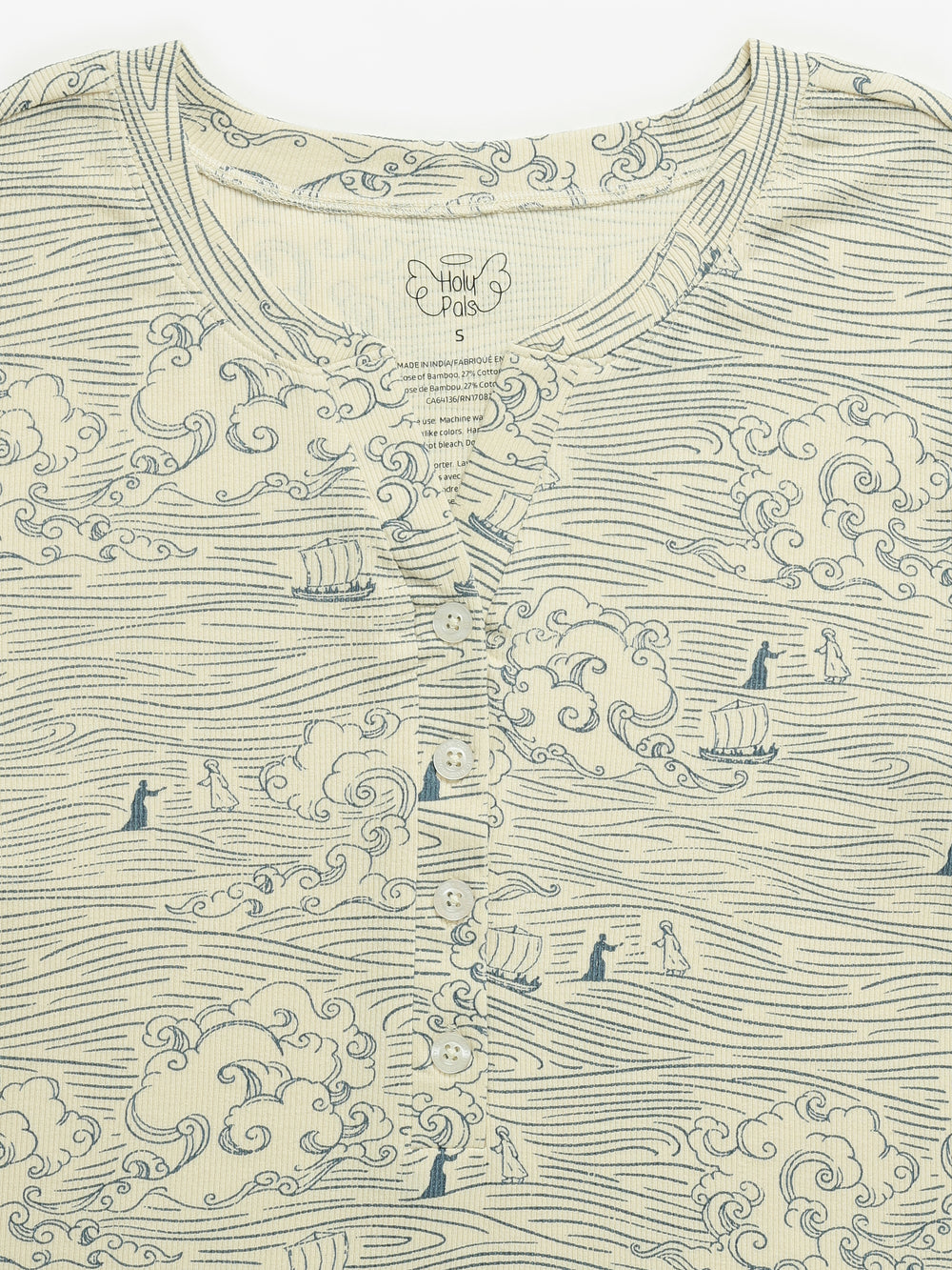 Walking on Water Womens Nightgown PJ Ribbed Cotton-Bamboo Blend