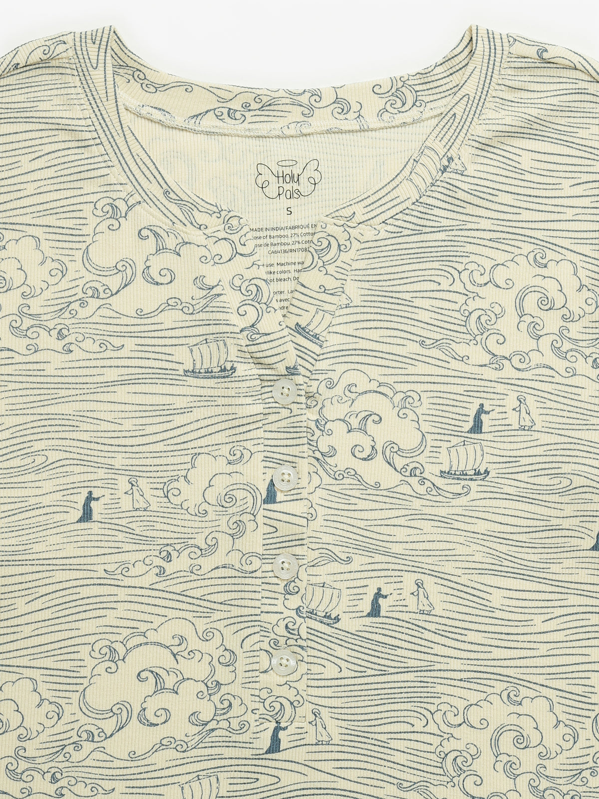 Walking on Water Womens Nightgown PJ Ribbed Cotton/Bamboo Blend