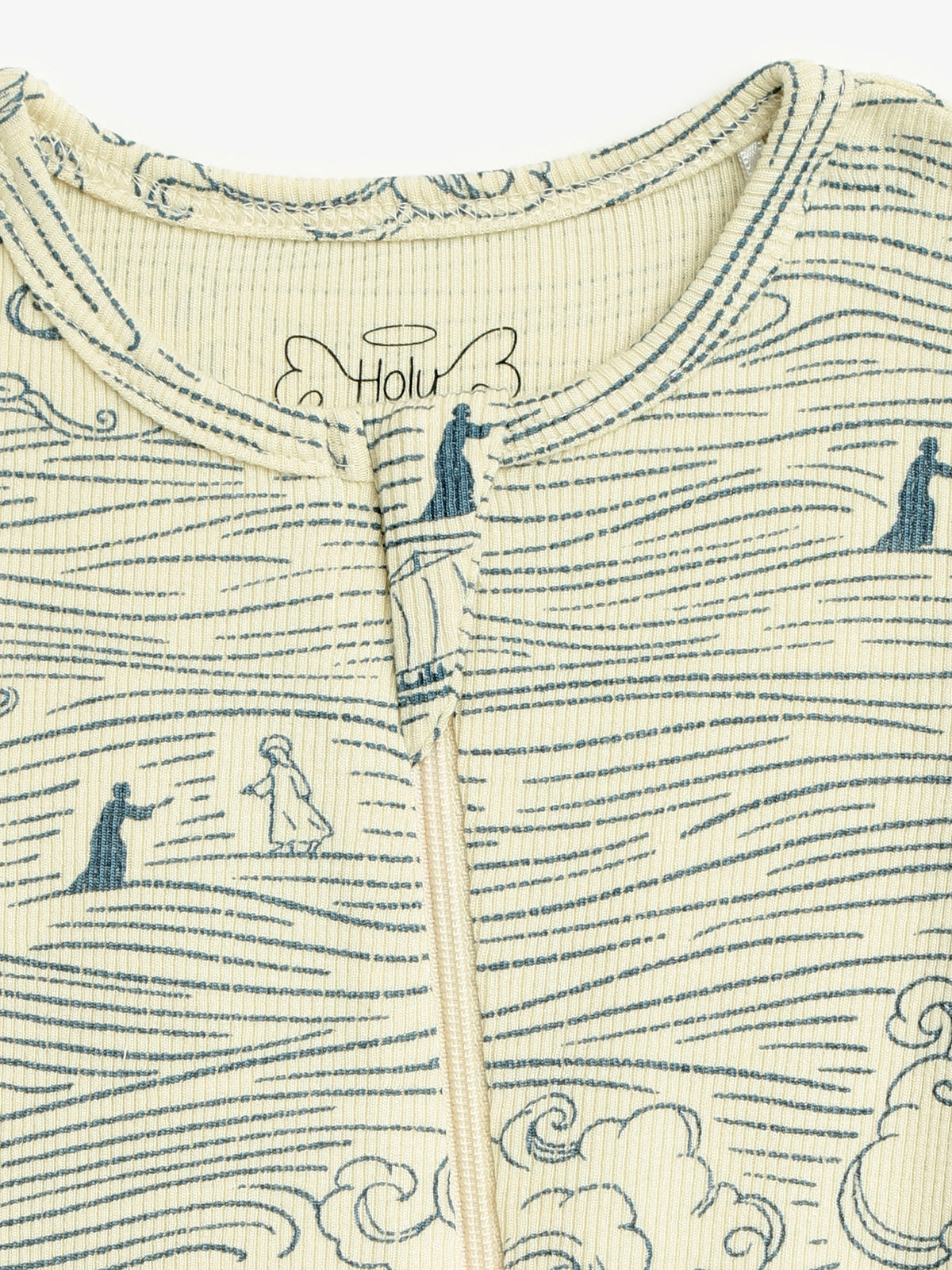 Walking on Water PJ Footless Onesie Ribbed Cotton/Bamboo Blend