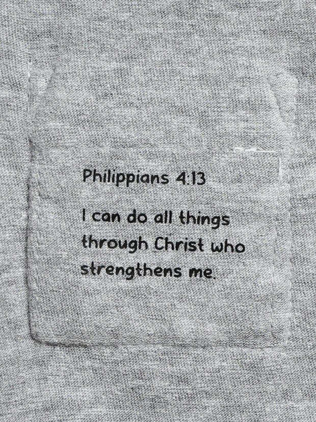 Baby Heather Gray Prayer Pocket Bodysuit | Long Sleeve