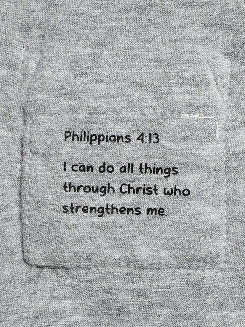 Baby Heather Gray Prayer Pocket Bodysuit | Long Sleeve