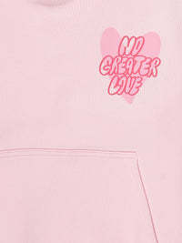 No Greater Love Pink Cotton Fleece Hoodie