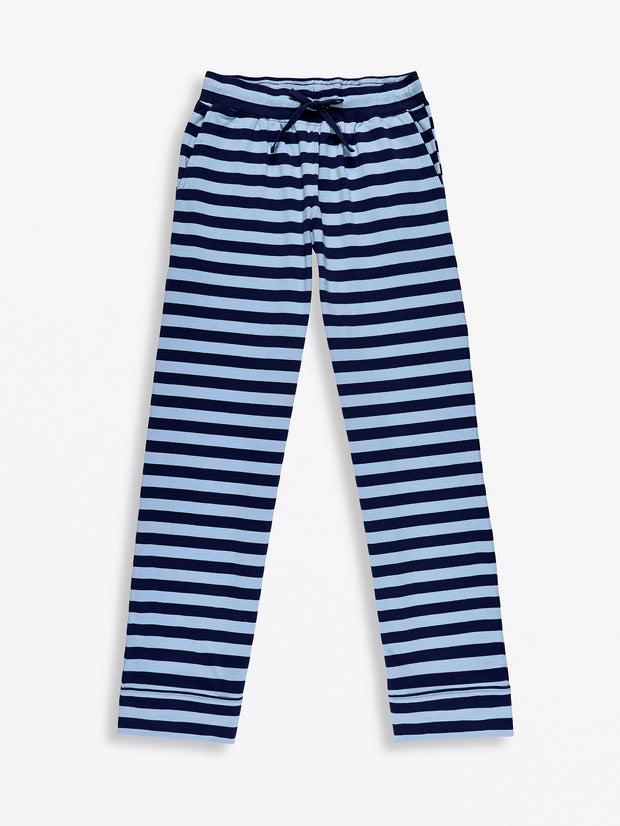 No Greater Love Blue Womens PJ Notch Collar Set Cotton