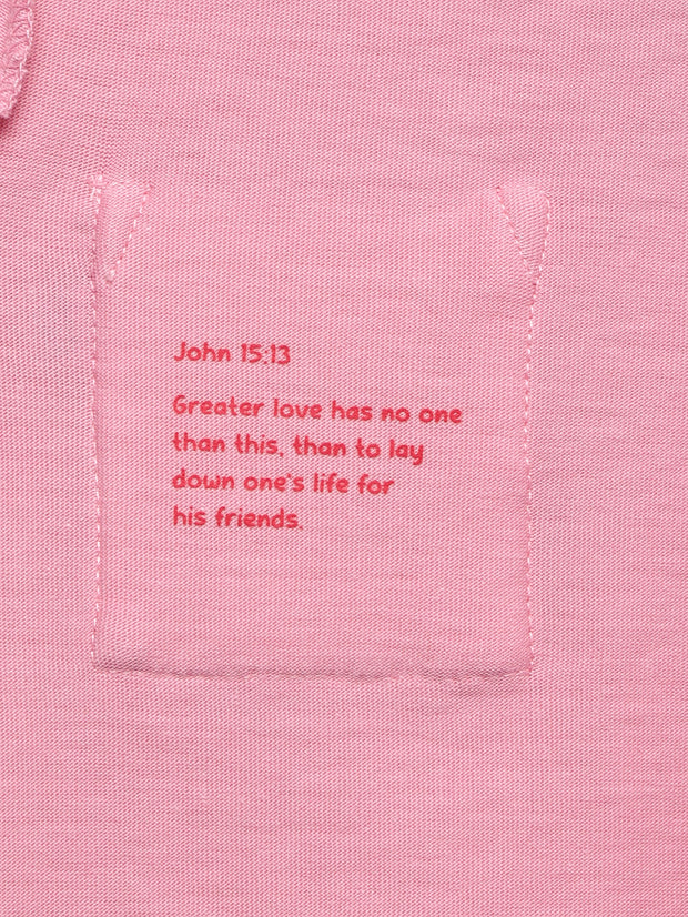 Kids Pink Prayer Pocket T-Shirt | Short Sleeve