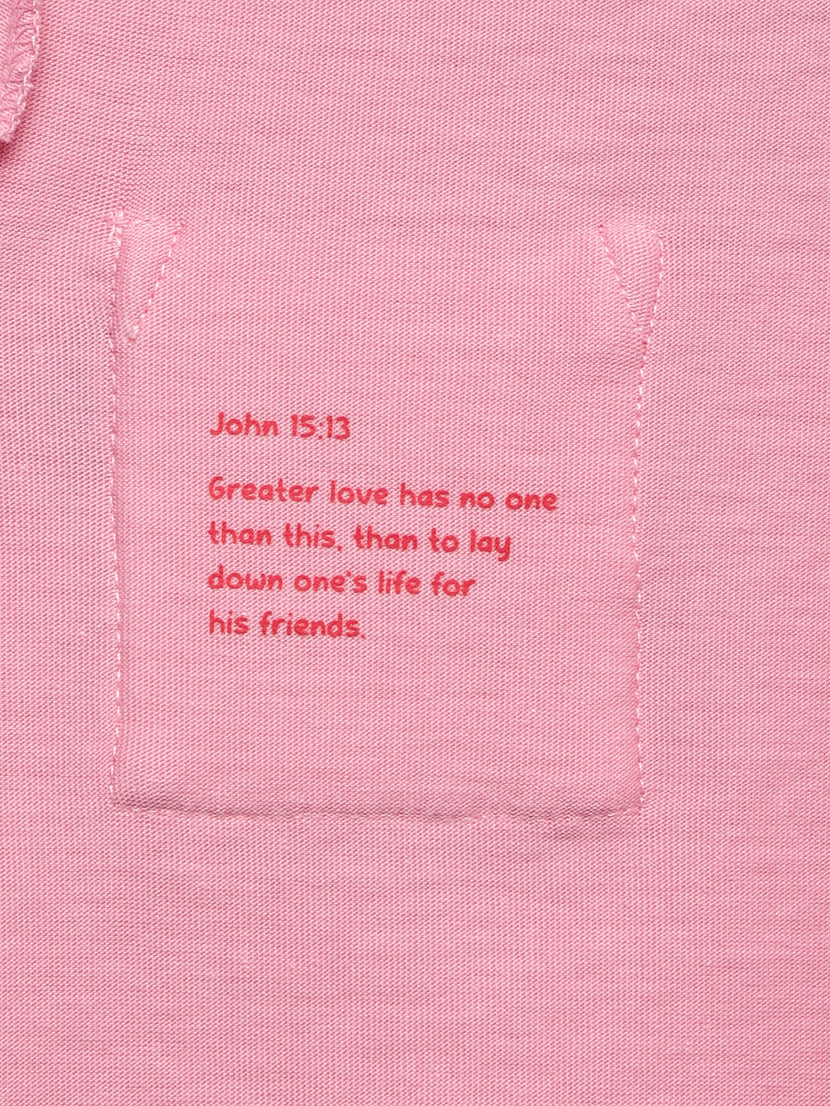 Kids Pink Prayer Pocket T-Shirt | Short Sleeve