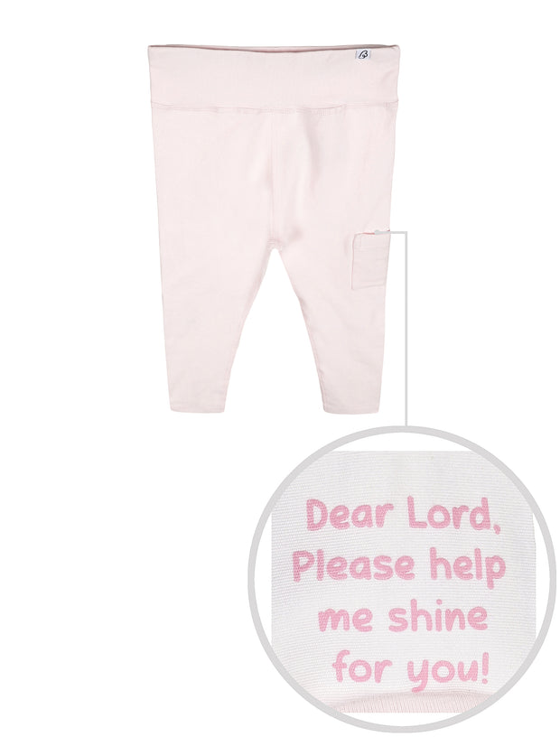 Kids Shine Prayer Pocket Heavenly Pink Leggings
