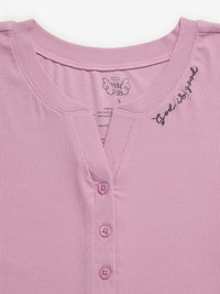 Solid Mauve Womens Nightgown PJ Ribbed Cotton/Bamboo Blend