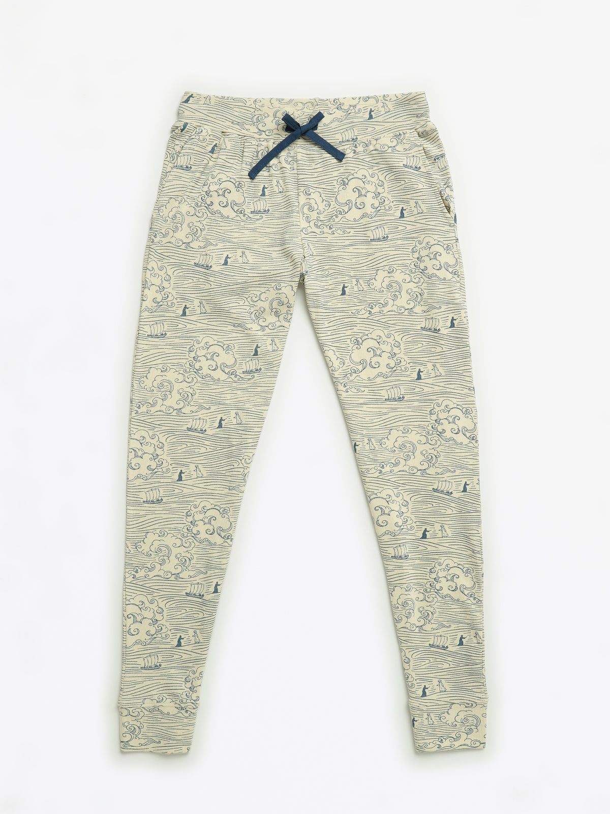 Walking on Water Womens PJ Jogger Set Ribbed Cotton/Bamboo Blend