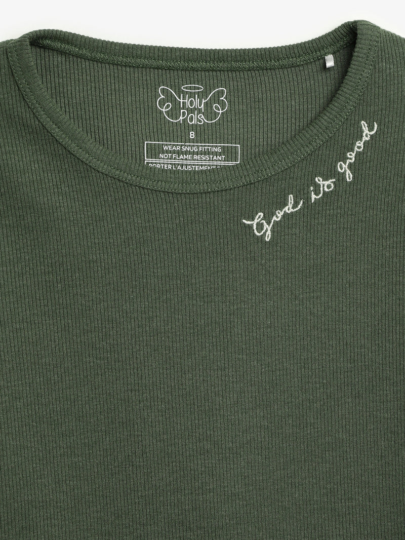 Solid Olive PJ Long Sleeve Set Ribbed Cotton/Bamboo Blend