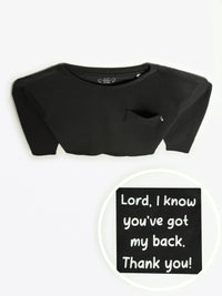 Black Prayer Pocket Long Sleeve Shirt Cotton