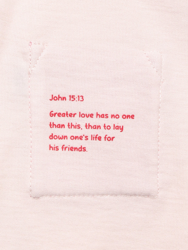 Kids Pink Prayer Pocket T-Shirt | Long Sleeve