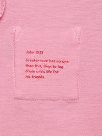 Baby Pink Prayer Pocket T-Shirt Cotton | Short Sleeve