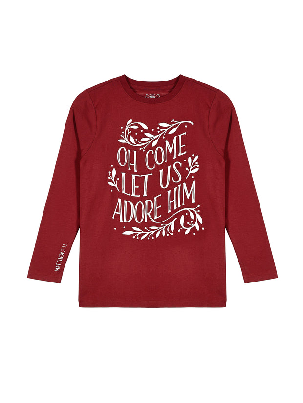 Kids Let Us Adore Him T-Shirt Cotton | Long Sleeve