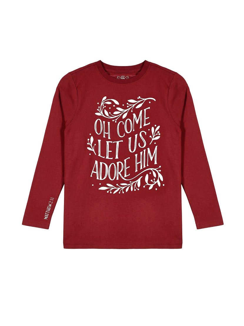 Kids Let Us Adore Him T-Shirt Cotton | Long Sleeve