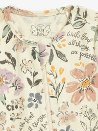 All Things Are Possible Footed Onesie PJ Ribbed Cotton/Bamboo Blend