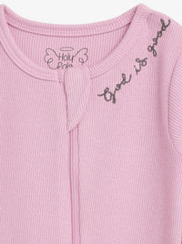 Solid Mauve PJ Footless Onesie Ribbed Cotton/Bamboo Blend