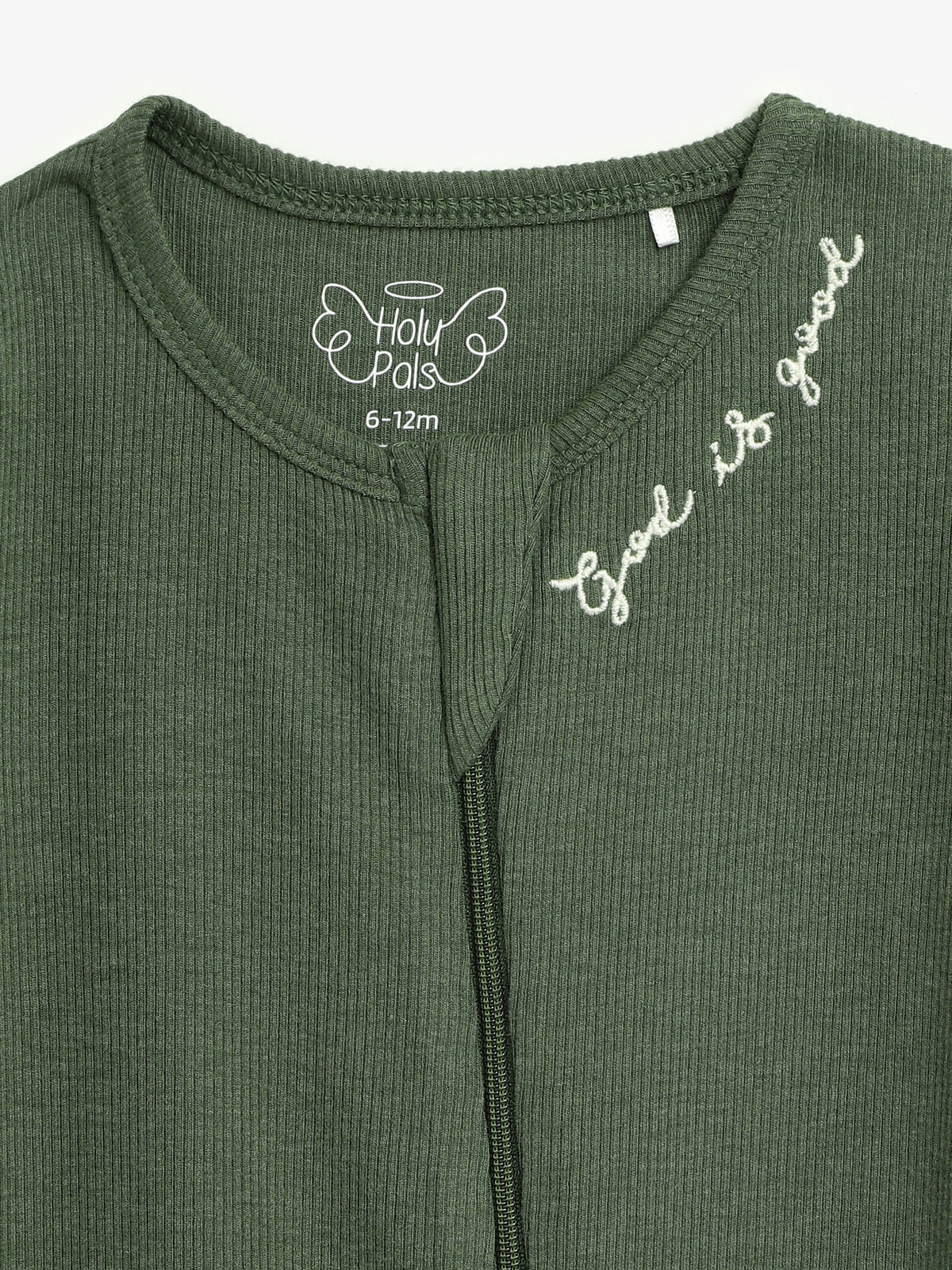 Solid Olive PJ Footed Onesie Ribbed Cotton/Bamboo Blend