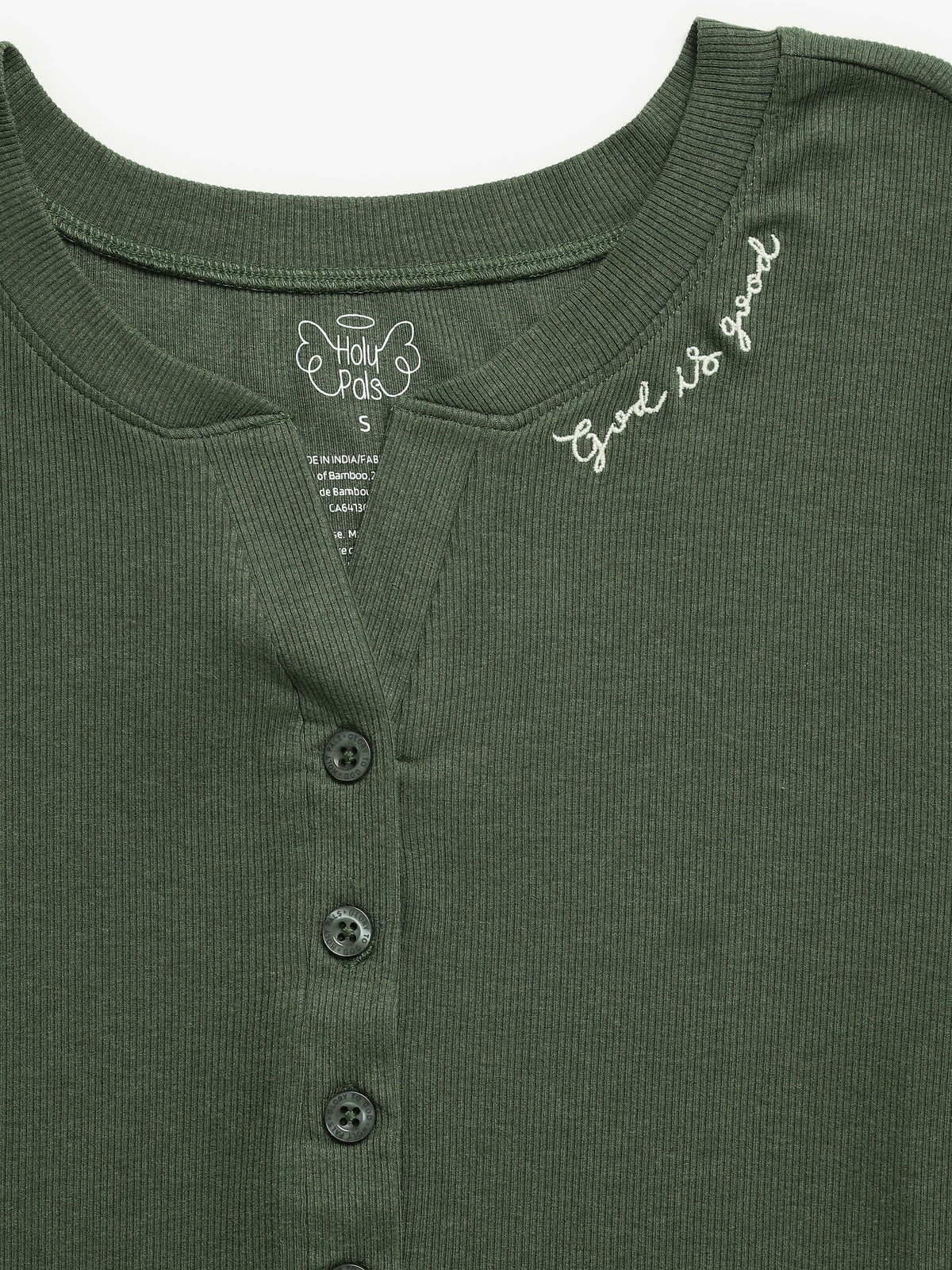 Solid Olive Womens Nightgown PJ Ribbed Cotton/Bamboo Blend