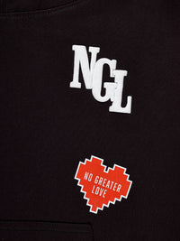 No Greater Love Vintage Washed Black Cotton Fleece Hoodie